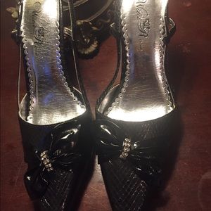 Ladies Black Lizard Heels by Wild Rose